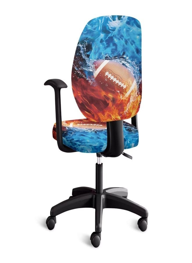 Talayituse Football Water Flame Print Office Computer Chair Covers, Stretch Jacquard Universal Desk Rotating Chair Slipcovers Protector, Seat Cover + Backrest Cover - Image 2